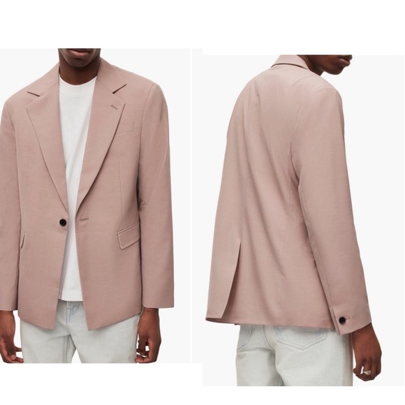 AllSaints Santo Blazer Single Breast Men’s Wool Blend Dusty Pink Size 44 NWT - Picture 1 of 13